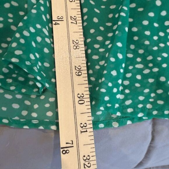 Japna Tiered Mini Dress Puff Sheer Sleeves Elastic and Tie Waist Green Size XS - Picture 12 of 14